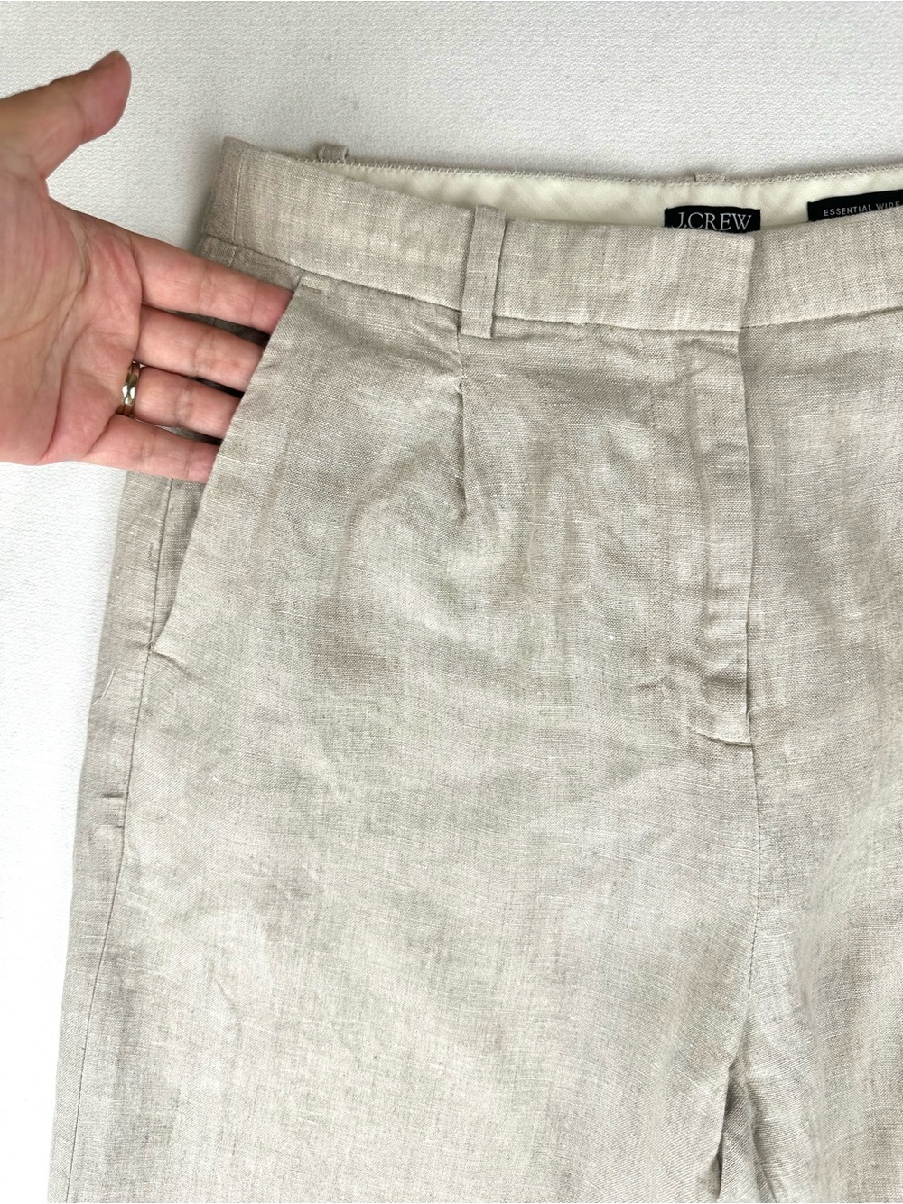 J Crew Linen Essential Wide Leg Pant Trouser Office Neutral Office Career - Picture 4 of 12